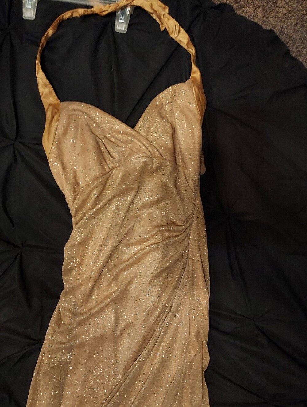 Gold Sparkle Floor Length Dress